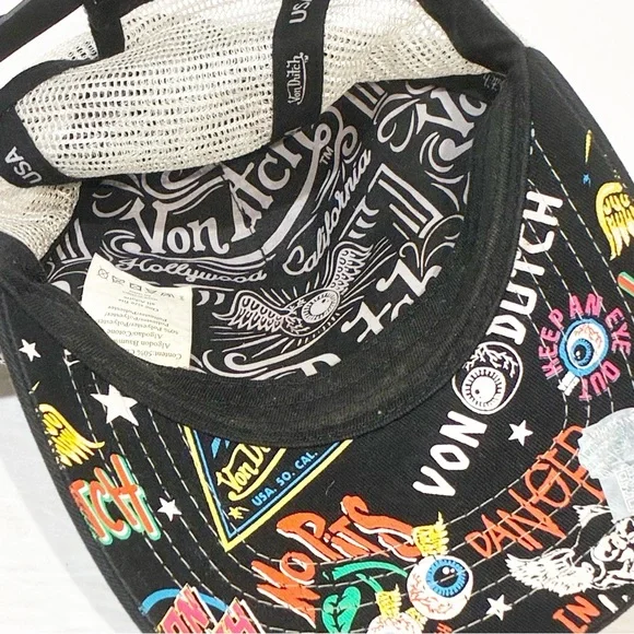 Von Dutch JAX BLACK TRUCKER Muti Print‎ One Size Adjustable